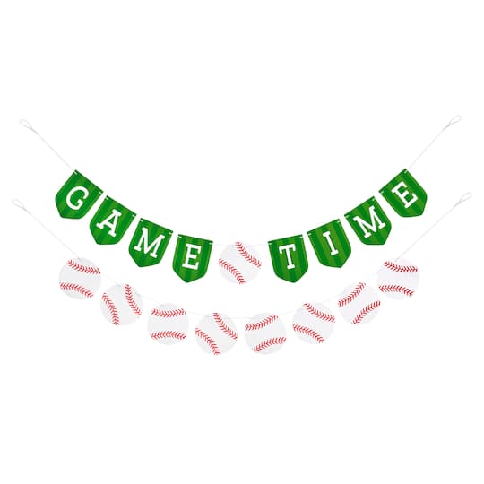 Michaels, 5ft. Green & White Game Time Baseball Banner Set by Celebrate It™ – Category: Banners
